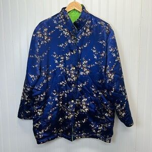Fuda Sport Oriental Cherry‎ Blossom Silk Reversible Jacket Sz M